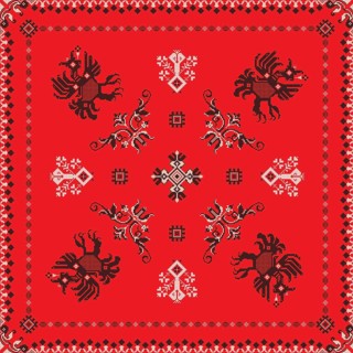 Decorative repeating pattern inspired by traditional Russian embroidery