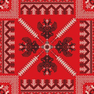 Decorative repeating pattern inspired by traditional Russian embroidery