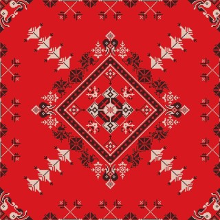 Decorative repeating pattern inspired by traditional Russian embroidery