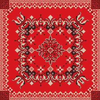 Decorative repeating pattern inspired by traditional Russian embroidery