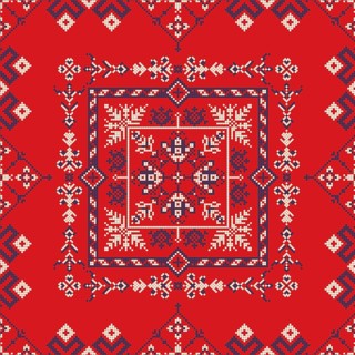 Decorative repeating pattern inspired by traditional Russian embroidery