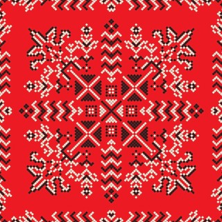 Decorative repeating pattern inspired by traditional Russian embroidery