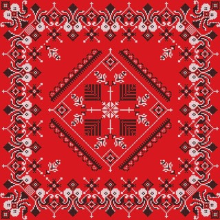 Decorative repeating pattern inspired by traditional Russian embroidery