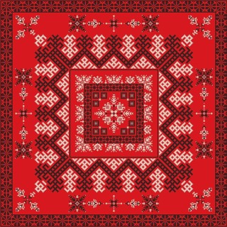 Decorative repeating pattern inspired by traditional Russian embroidery