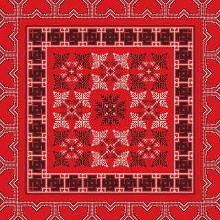 Decorative repeating pattern inspired by traditional Russian embroidery
