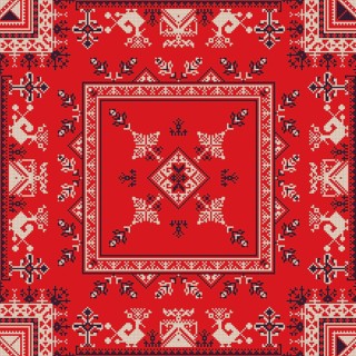 Decorative repeating pattern inspired by traditional Russian embroidery