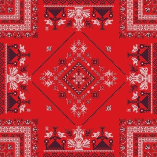 Decorative repeating pattern inspired by traditional Russian embroidery
