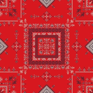 Decorative repeating pattern inspired by traditional Russian embroidery