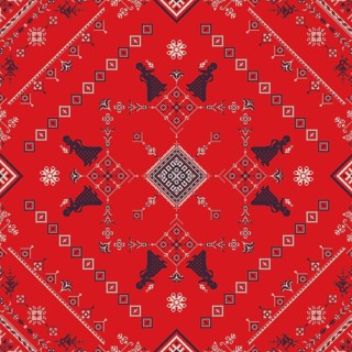 Decorative repeating pattern inspired by traditional Russian embroidery