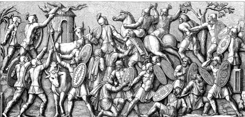 Destruction of a Germanic village by Roman troops