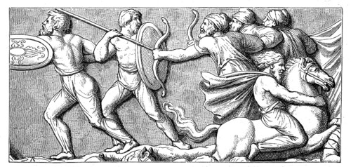 Shown is a battle scene at the Victory Column of Marcus Aurelius