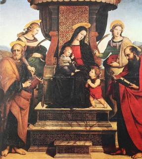 Madonna and Child surrounded by five saints