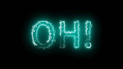 Burning letters of OH! text
