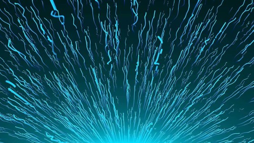 Many raising particles with long trails in space