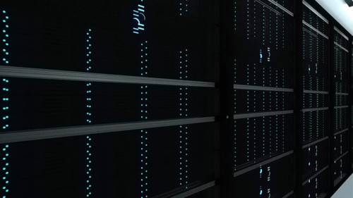 Modern server room interior in datacenter