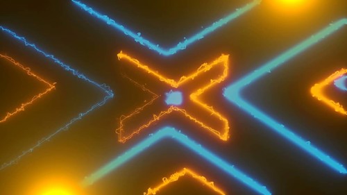 Abstract neon tunnel with reflection