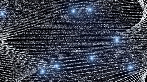 Abstract bright particles in spiral shape with back lighting