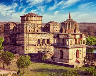 Vintage retro effect filtered hipster style image of royal cenotaphs of Orchha. Orchha