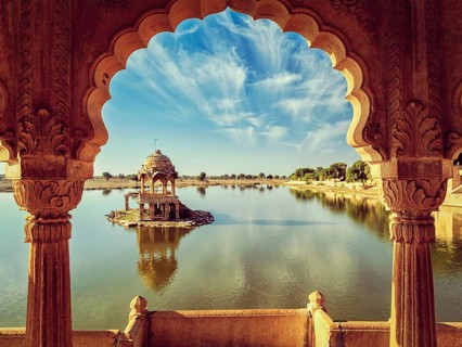 Vintage retro effect filtered hipster style image of Indian landmark Gadi Sagar