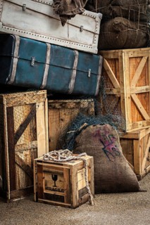 Vintage luggage crates