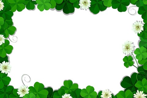 Four leaf clover frame vector over white background