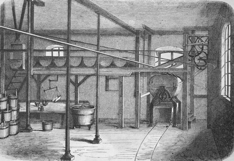 The room for preparing dough in a bakery