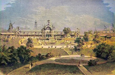 Projected buildings of the international horticultural exhibition in Hamburg 1880