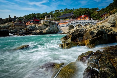 Haedong Yonggungsa Temple on sea shore. Busan