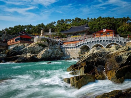 Haedong Yonggungsa Temple on sea shore. Busan