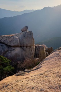 View of stones and rock formations from Ulsanbawi rock peak on sunset. Seoraksan National Park
