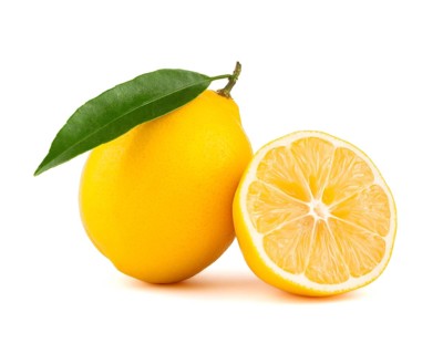 Yellow lemon with slice isolated on white background