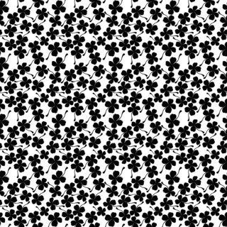 Seamless vector pattern design with four leaves lucky clover silhouettes over white background