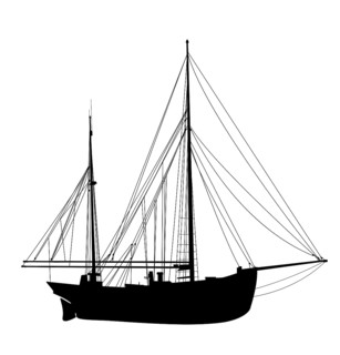 Sailing yacht vector silhouette