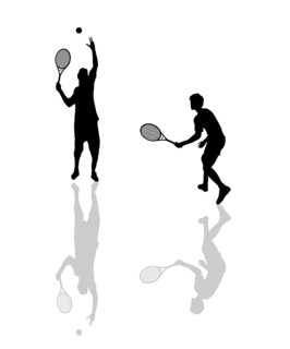 Tennis players silhouettes over white background