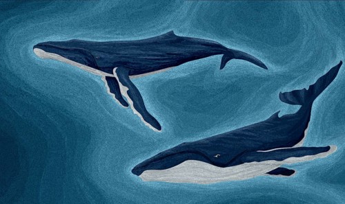 Humpback whales mosaic art
