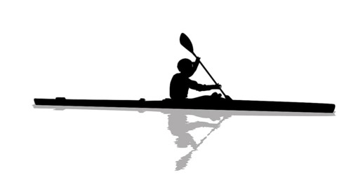 Silhouette of a kayaker on water