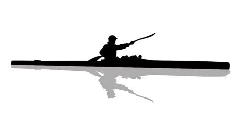 Silhouette of a kayaker on water