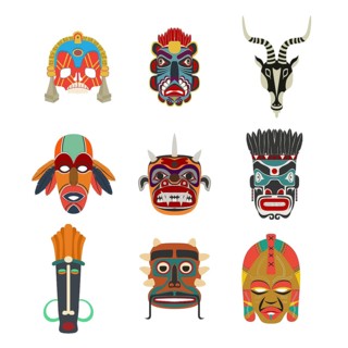 Vector tribal masks set