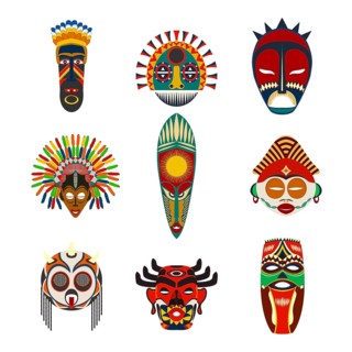 Vector tribal masks set