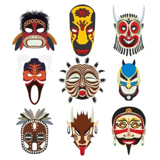Vector tribal masks set