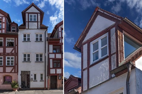 Historic dwelling house with dormer windows