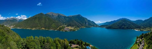 A 180 degree view of lake Ledro in the province of Trento Italy