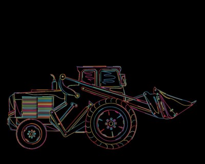 Vector illustration of colorful funky loader over black
