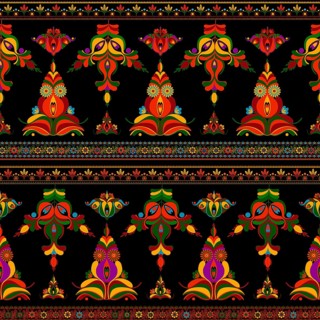 Hungarian seamless vector pattern. Kalocsa floral ethnic ornament. Traditional embroidery flower design for print