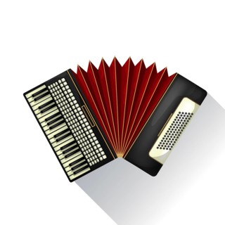 Realistic vector accordion abd shadow against white background