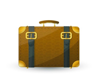 Vintage travel bag isolatedon white. Vector leather luggage