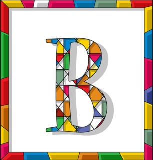 Stained glass letter B over white background