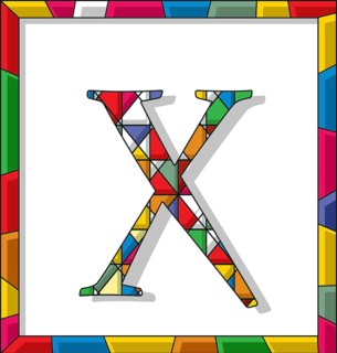 Stained glass letter X over white background
