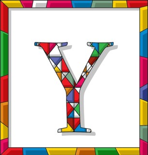 Stained glass letter Y over white background