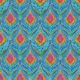 Mosaic tiles peacock feathers pattern
